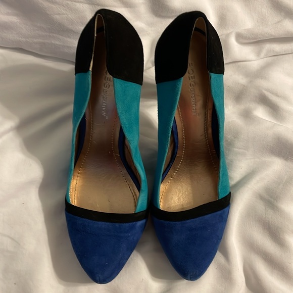 BCBGeneration Blue/Teal/Black colorblock platform heels size 10B/40 - Picture 9 of 11